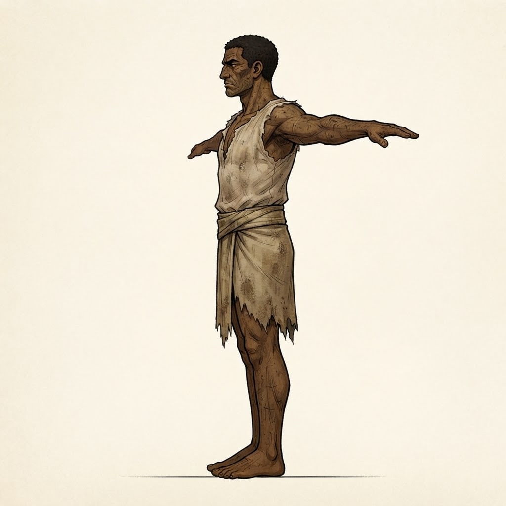 Image: Isolated single male figure only, full body, T-pos