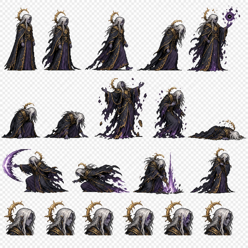 A character sprite sheet with a (4)