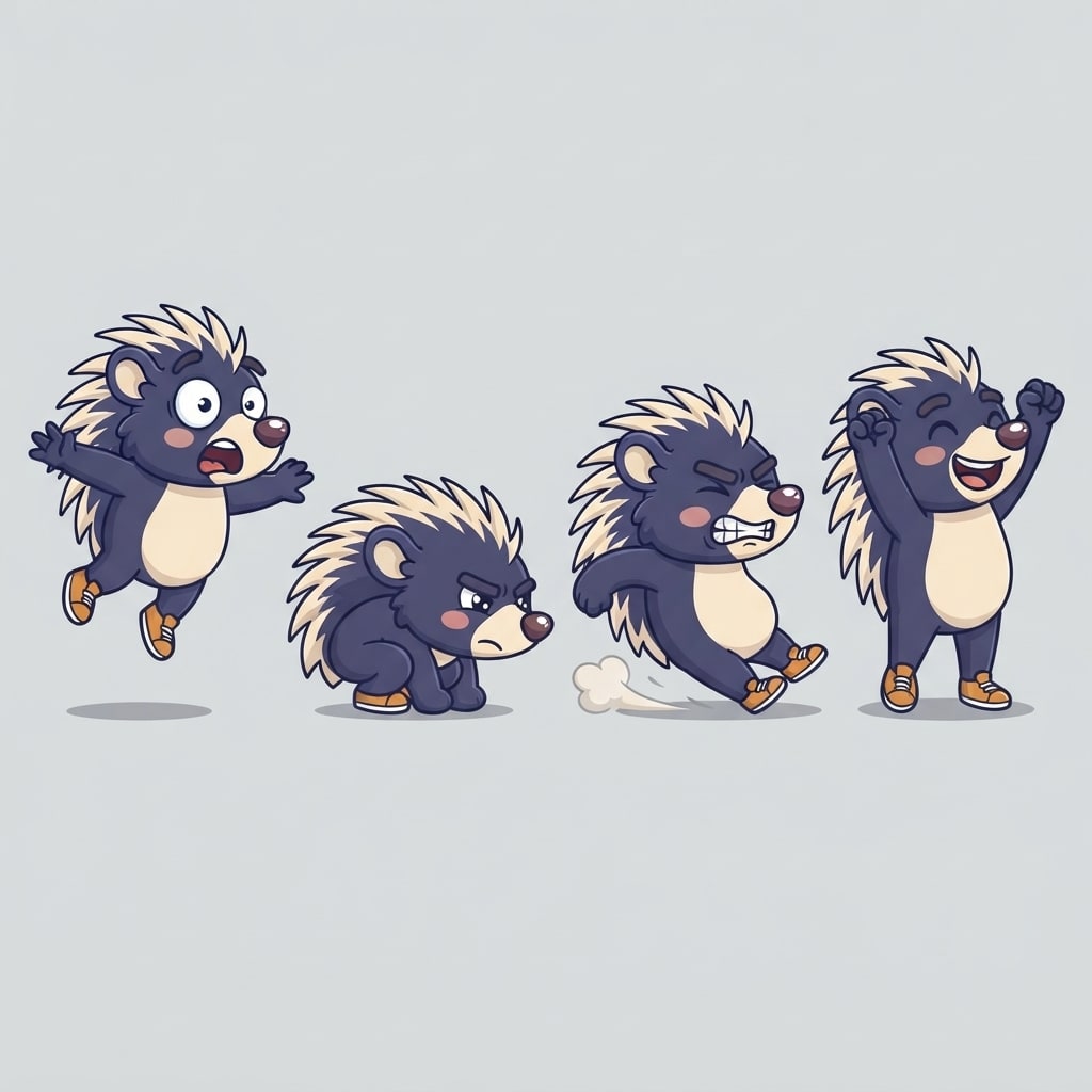 Image: Pose sheet of THIS EXACT character. Draw the same 