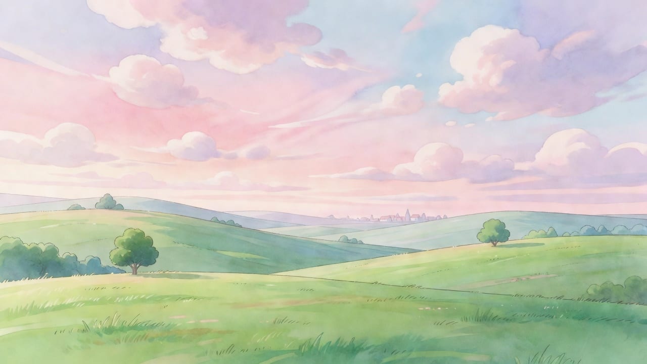Pastel Aquarelle Anime Landscape Background