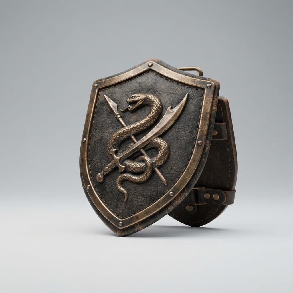 Image: Isolated 3D-model reference photo: a small shield