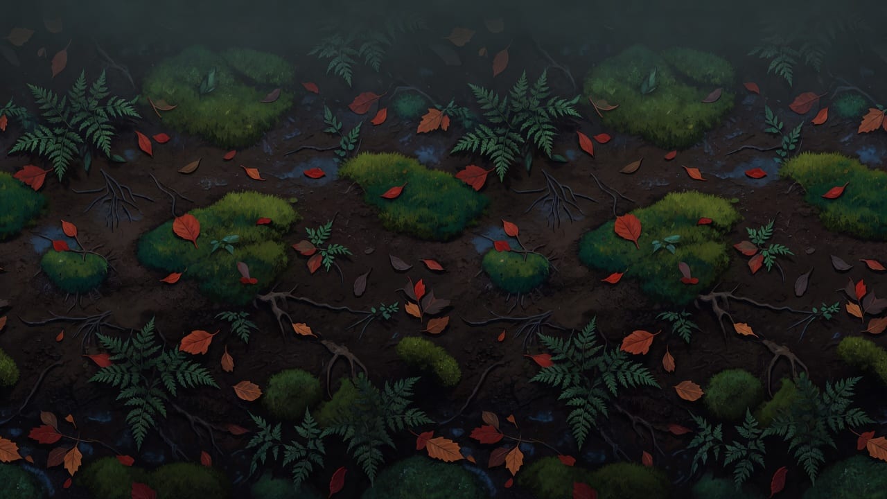 Realistic dark forest ground strip
