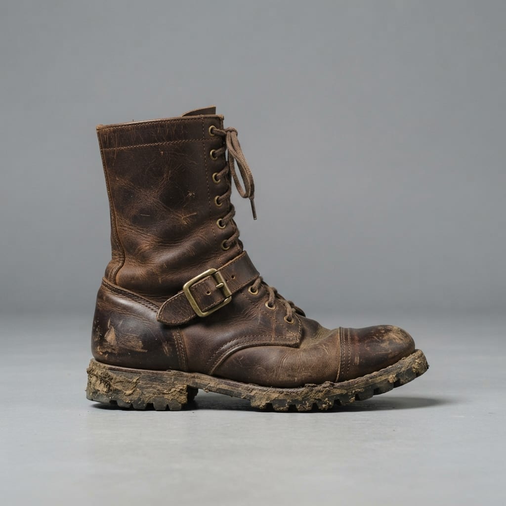 Image: Product photo of ONE single left leather combat bo