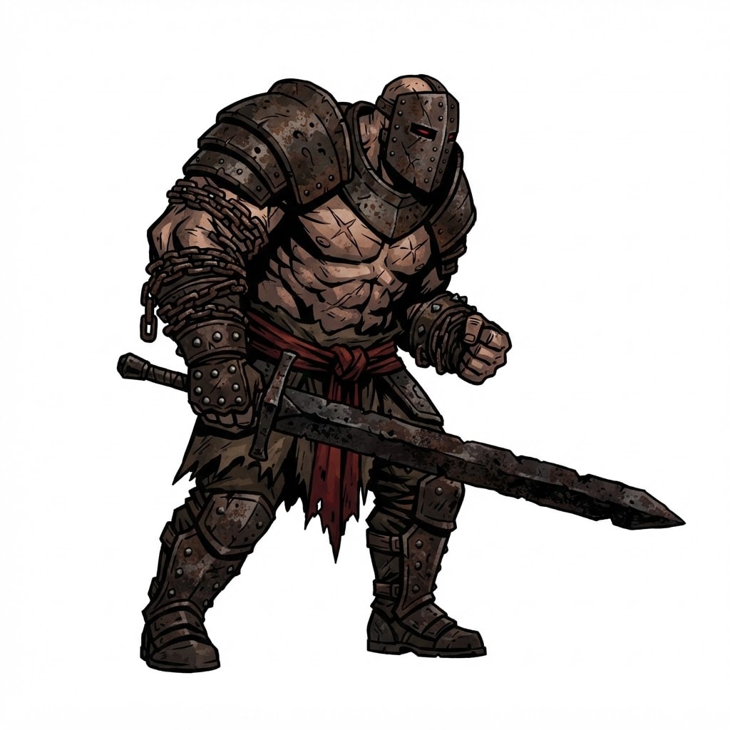 Image: 2D game character sprite, side view facing RIGHT,