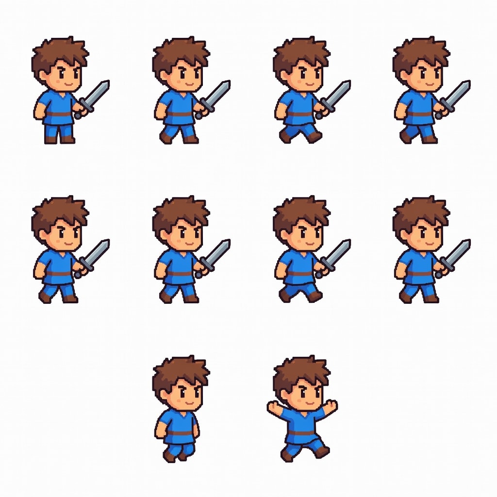 Pixel Sword Hero Sprite Sheet