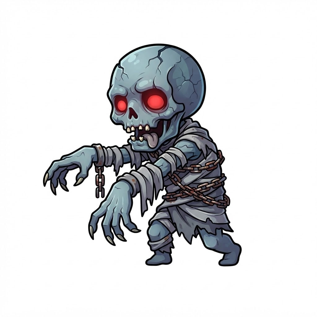 Image: Full-body game character sprite of a CHIBI CARTOON