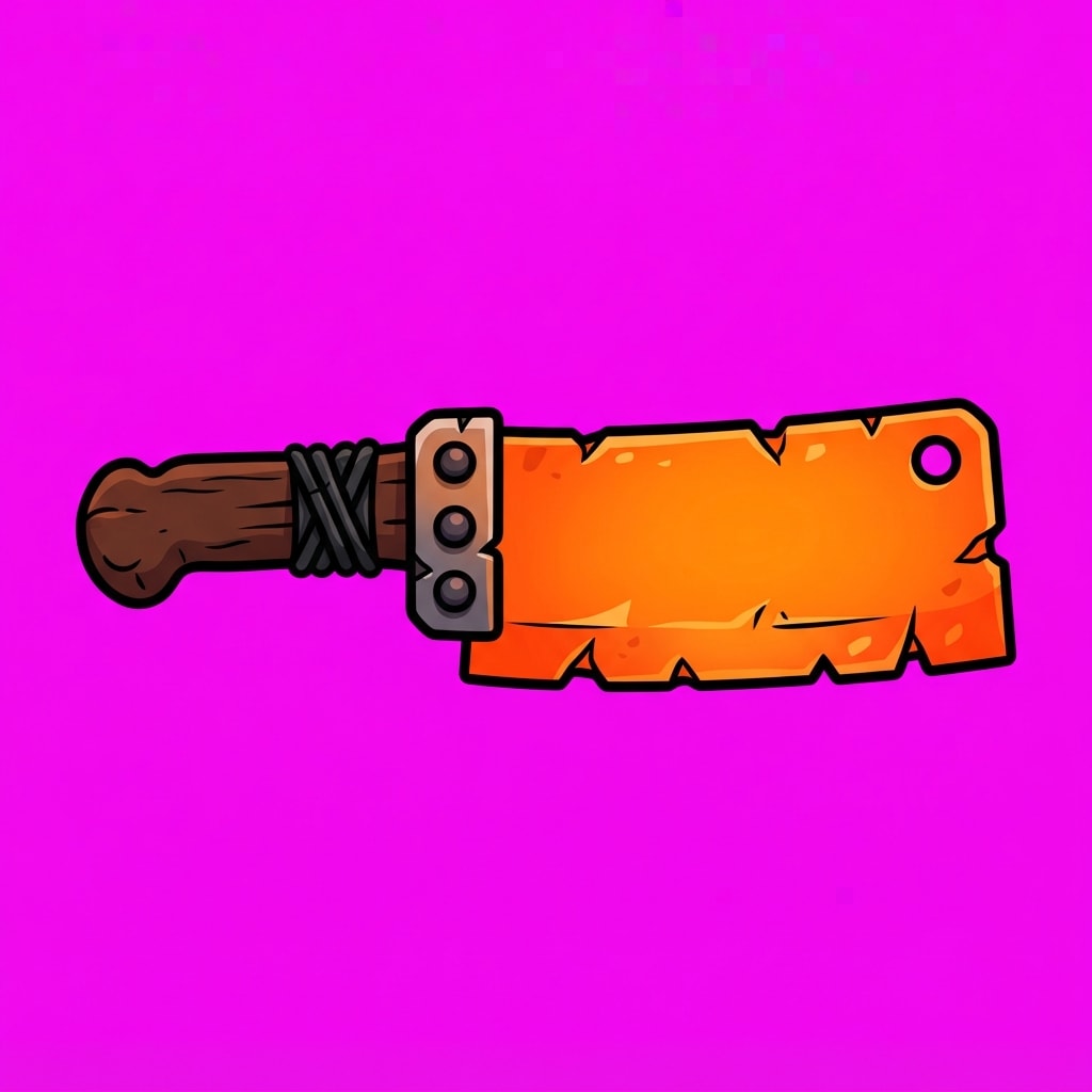 Image: A single fantasy CLEAVER weapon prop, side view, h