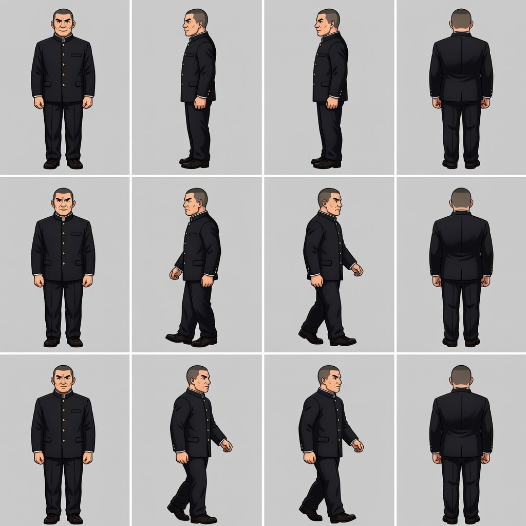 Generic Boy B Buzz Cut 4-Direction Sprite Sheet
