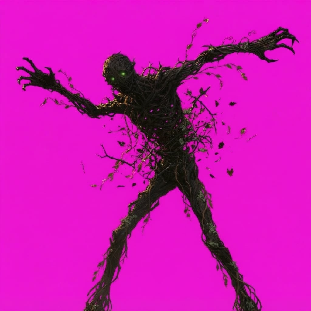 Image: Keep this exact creature: a tall thin humanoid mad