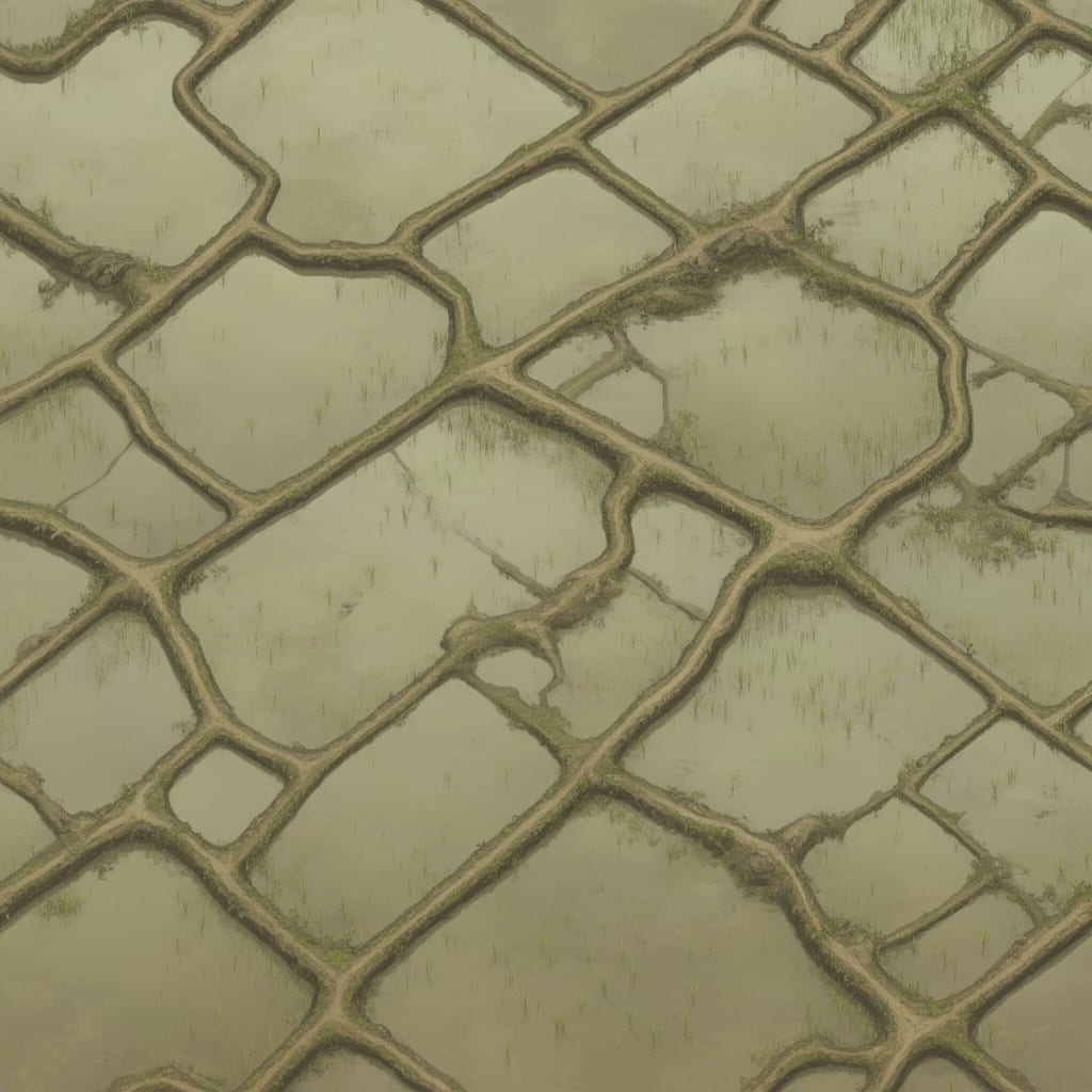 Image: Flooded rice paddy fields seen from directly overh