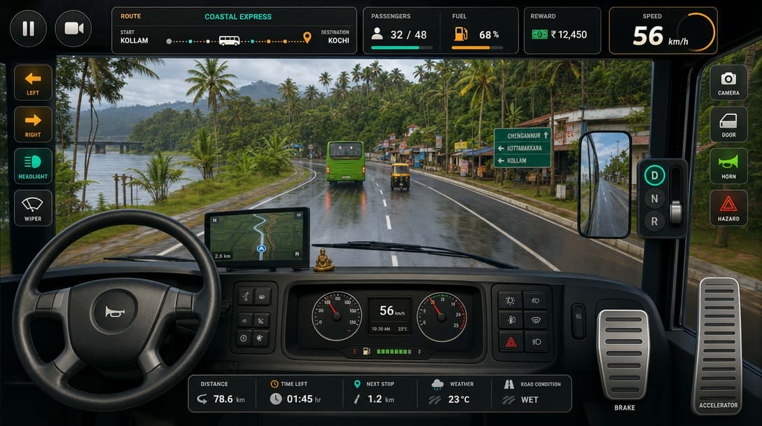 Kerala Bus Simulator Mobile HUD