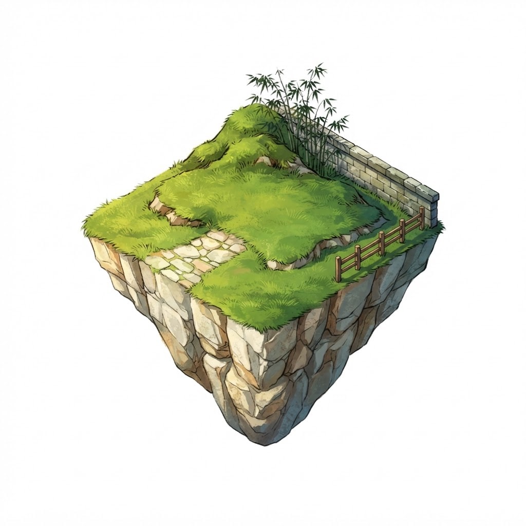 Image: Isometric game tile sprite, exactly 2:1 diamond pr