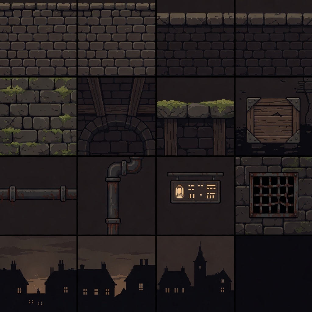 Oldtown District Terrain Tilesheet 4x4