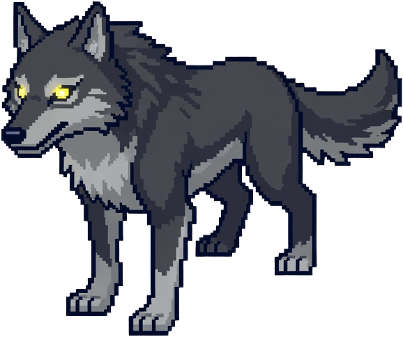 Grey Wolf Monster Pixel Sprite