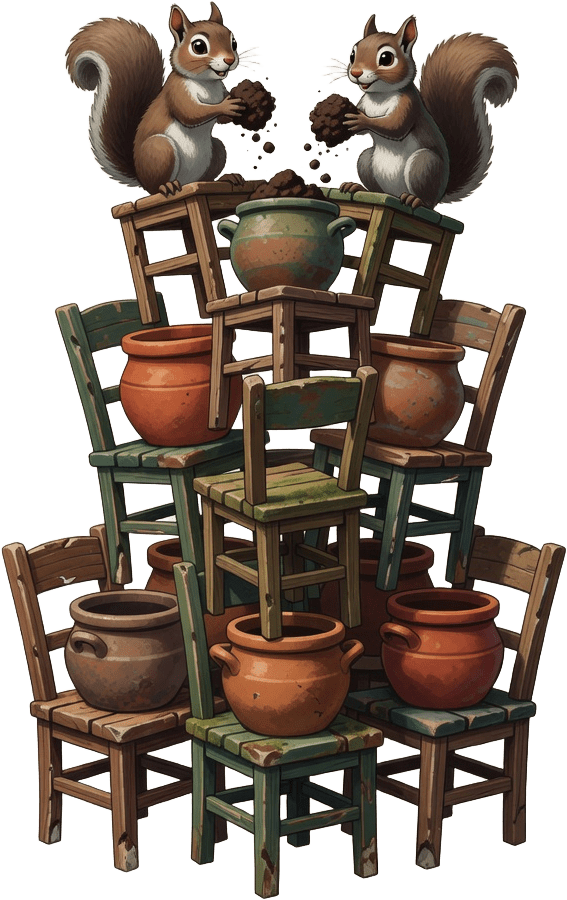 Squirrel Chair Pot Tower