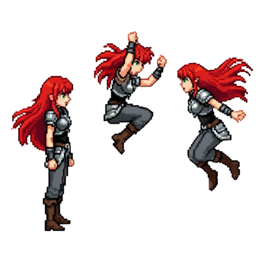 Anime Pixel Warrior Sprite Sheet