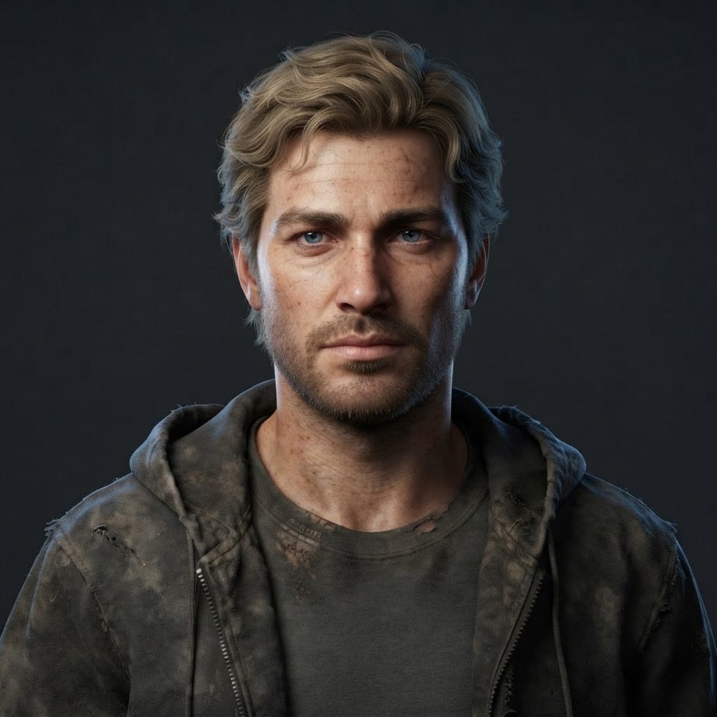 Image: Photoreal portrait of this exact young man, preser