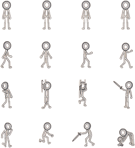Pixel Stickman Sprite Sheet