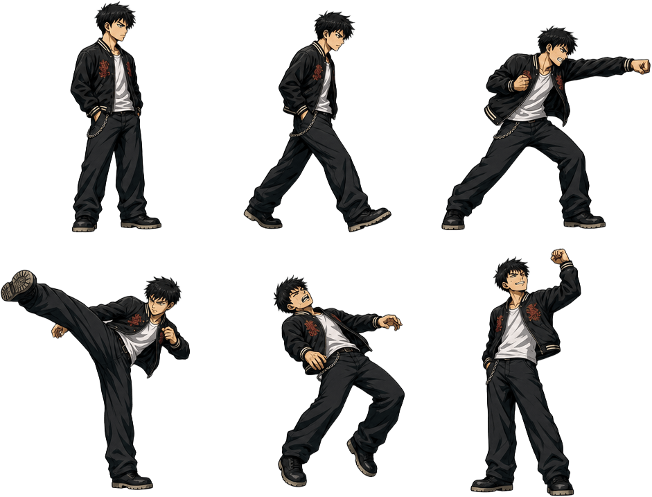 Original Delinquent Fighter Combat Spritesheet