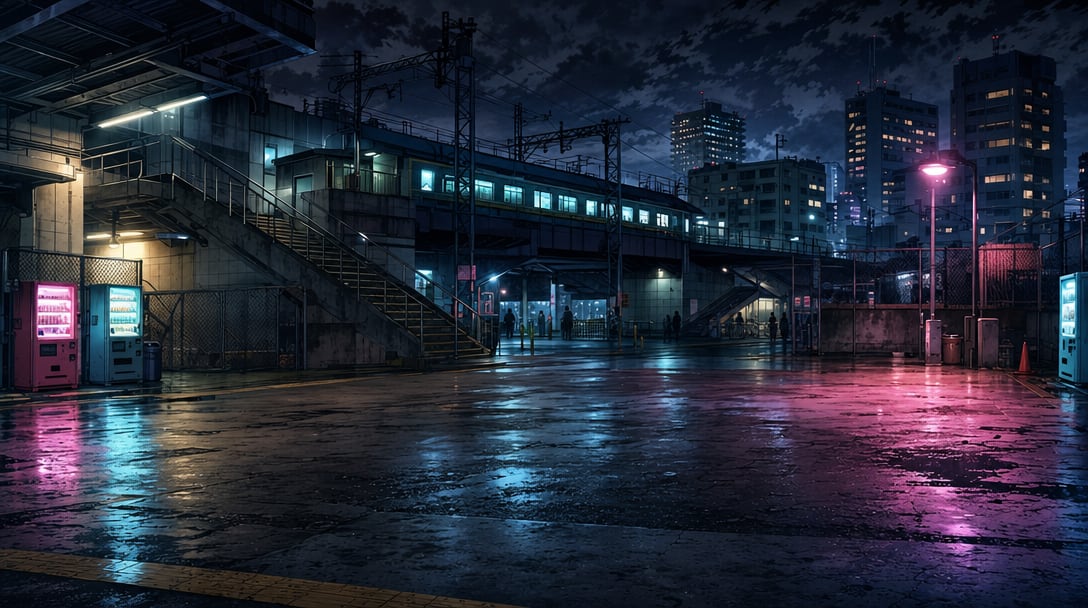 Shibuya South Exit Night Combat Background