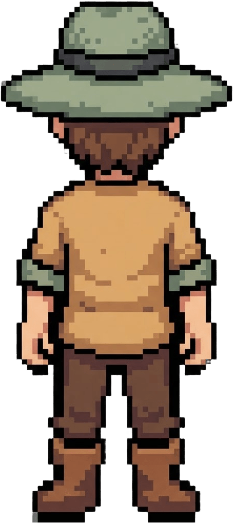 Image: Redraw this exact pixel-art farmer character in th