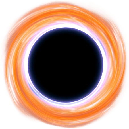 Lurcor blackhole - accretion disk of orange-white streaks around a black sphere