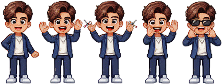 Cute Pixel Star Scissors Pose Sprite
