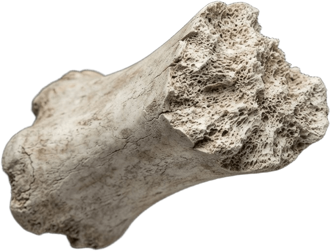 Image: A broken fragment of pale weathered bone, ivory-gr