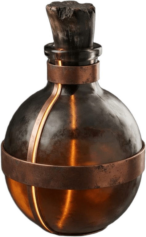 Image: A warmth draught flask: a round-bellied copper-ban