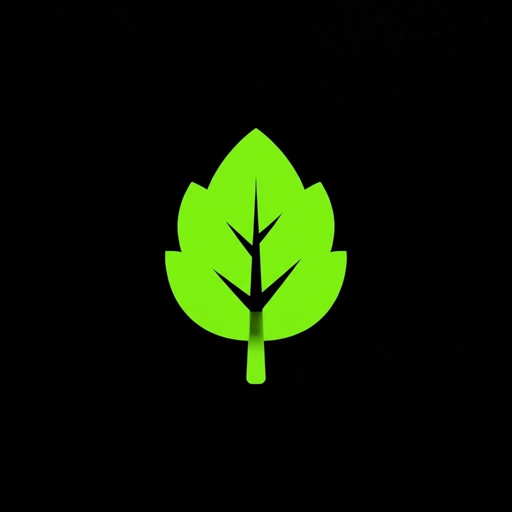 Image: Flat, single-color icon of a single simple leaf, f
