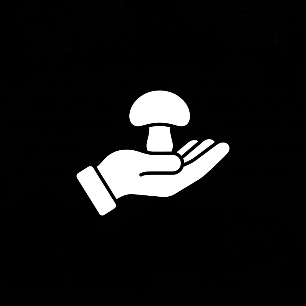 Image: Flat, single-color icon of an open hand holding a 