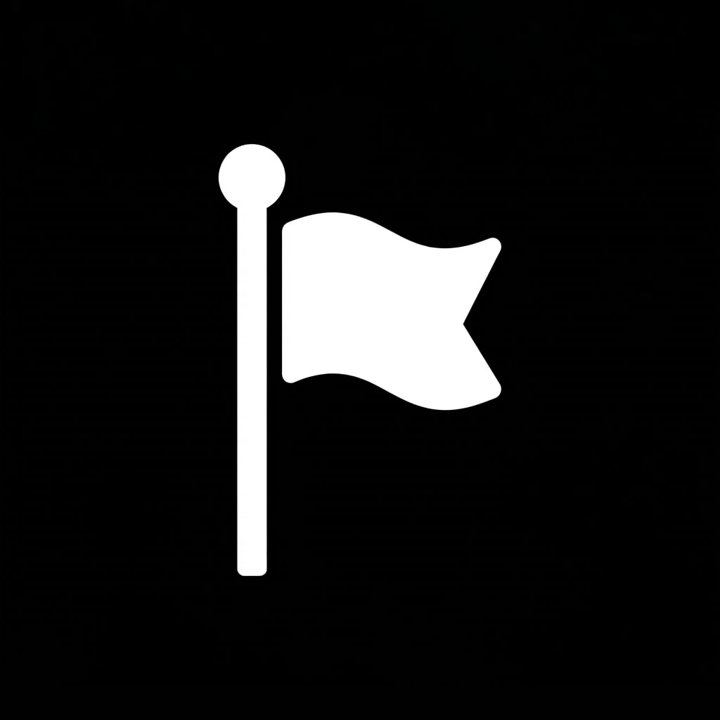 Image: Flat, single-color icon of a flag on a pole, fille