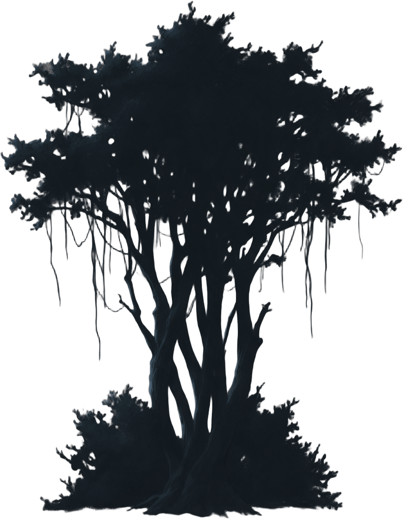 MOSSlight tree_fg_b clustered multi-trunk silhouette