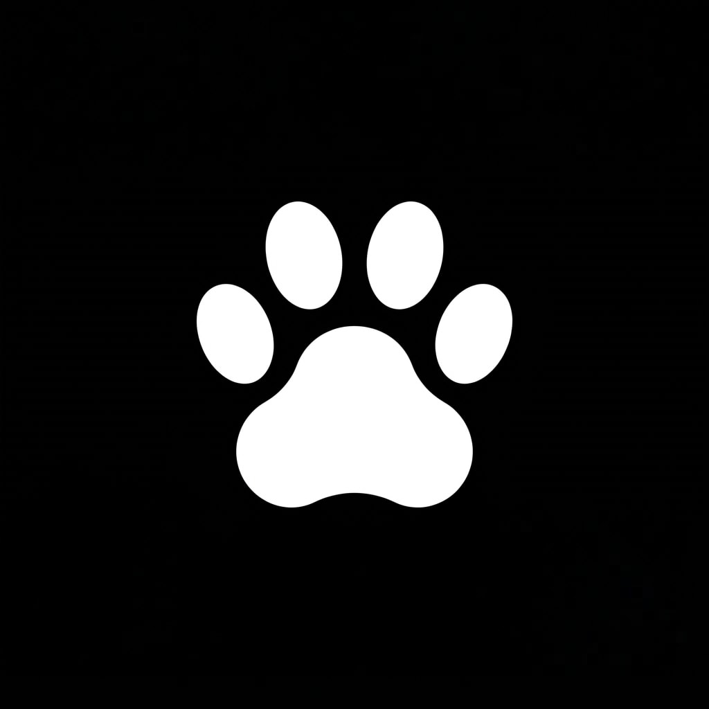 Image: Flat, single-color icon of an animal paw print, fi