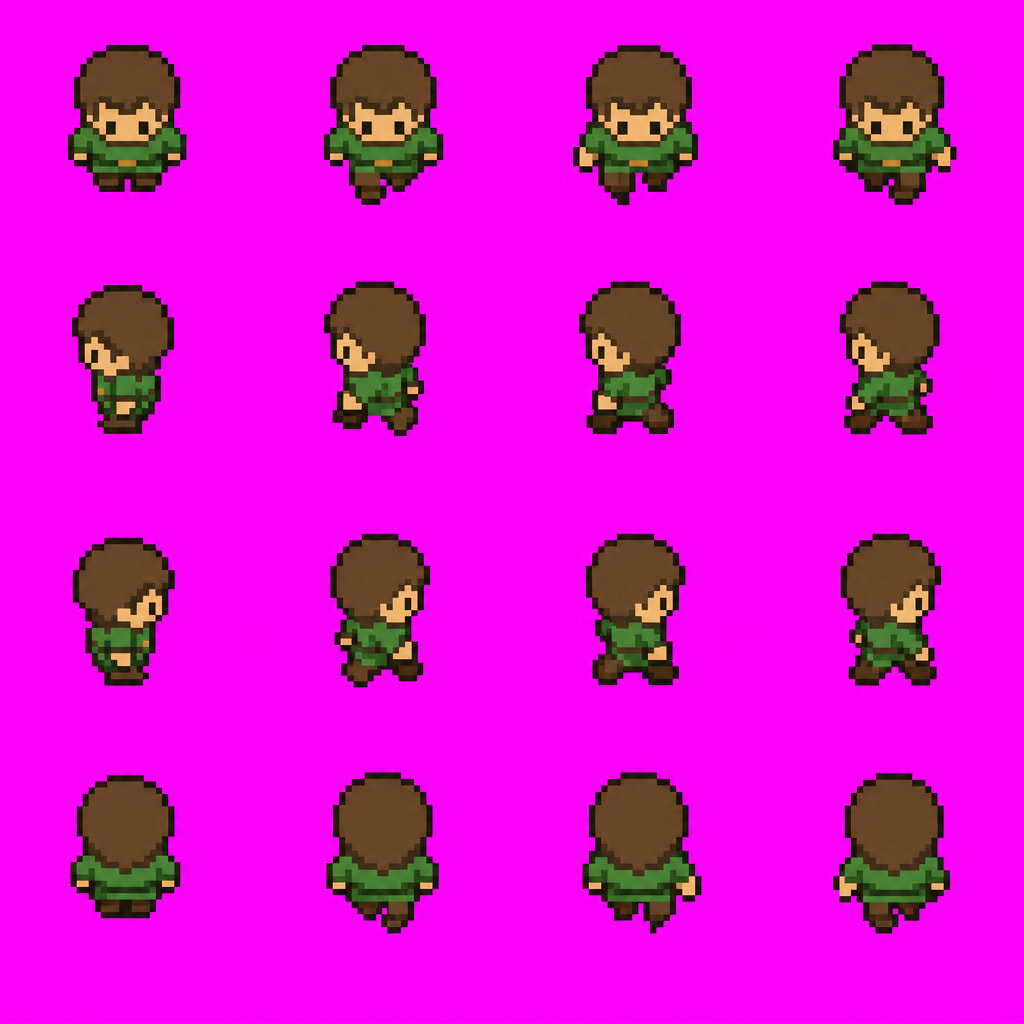 Player Spritesheet 4-Direction Pixel Art