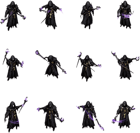 Dark Fantasy Mage Attack Spritesheet