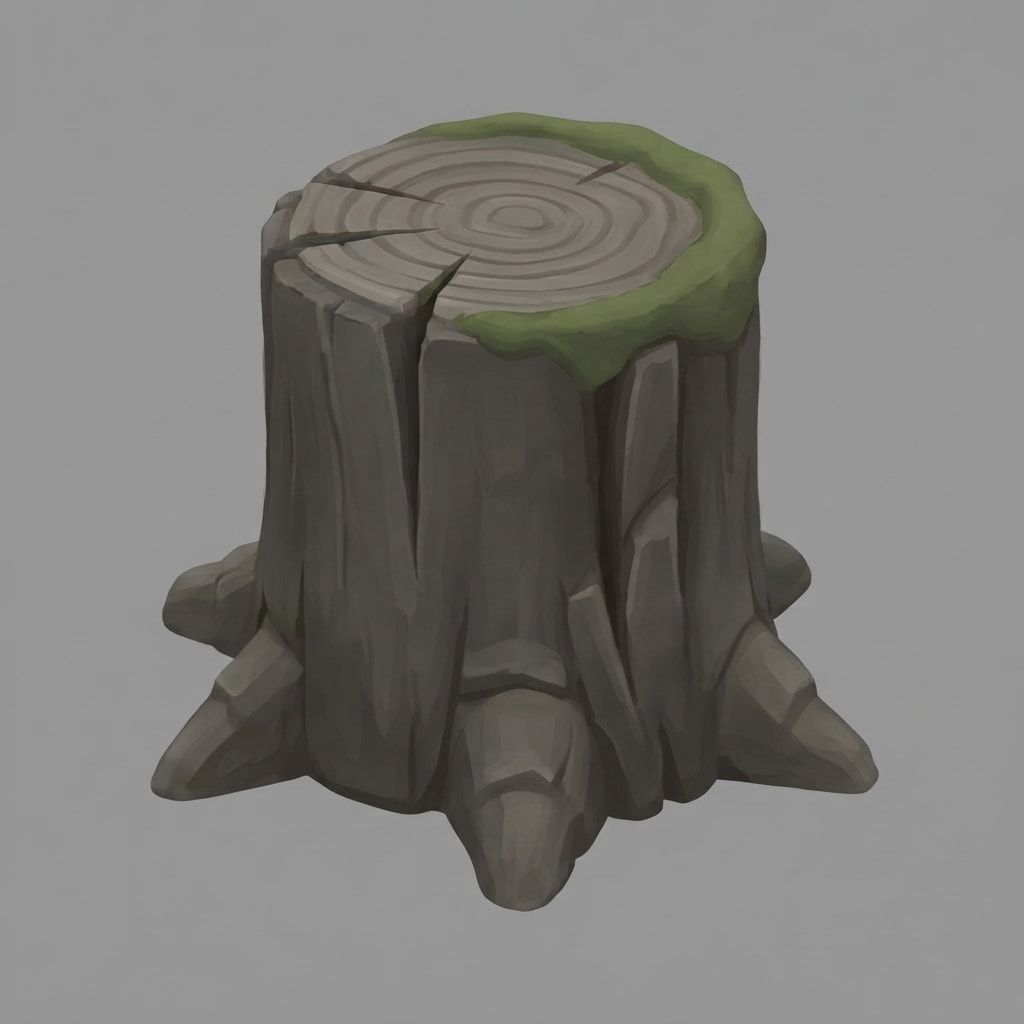 Image: Keep this exact stylized chibi tree stump but fix
