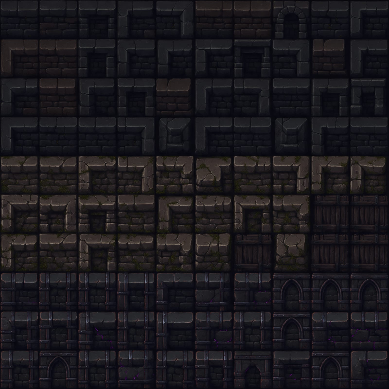 Dark Fantasy Wall Tileset 32x32