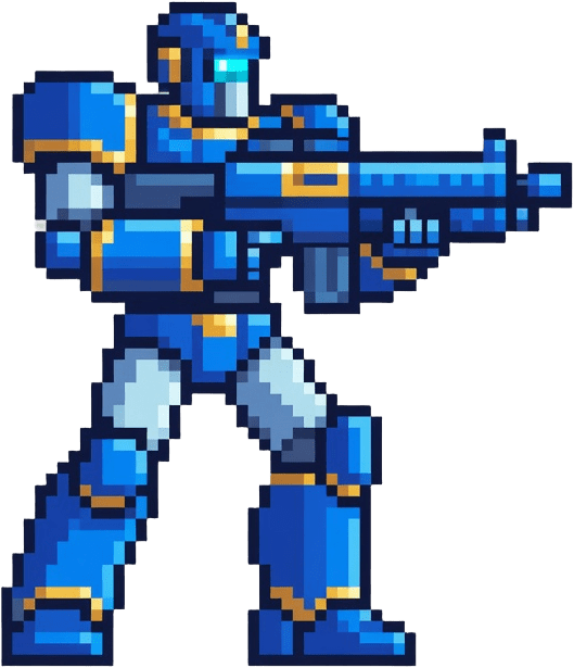Blue Robot Warrior Sprite
