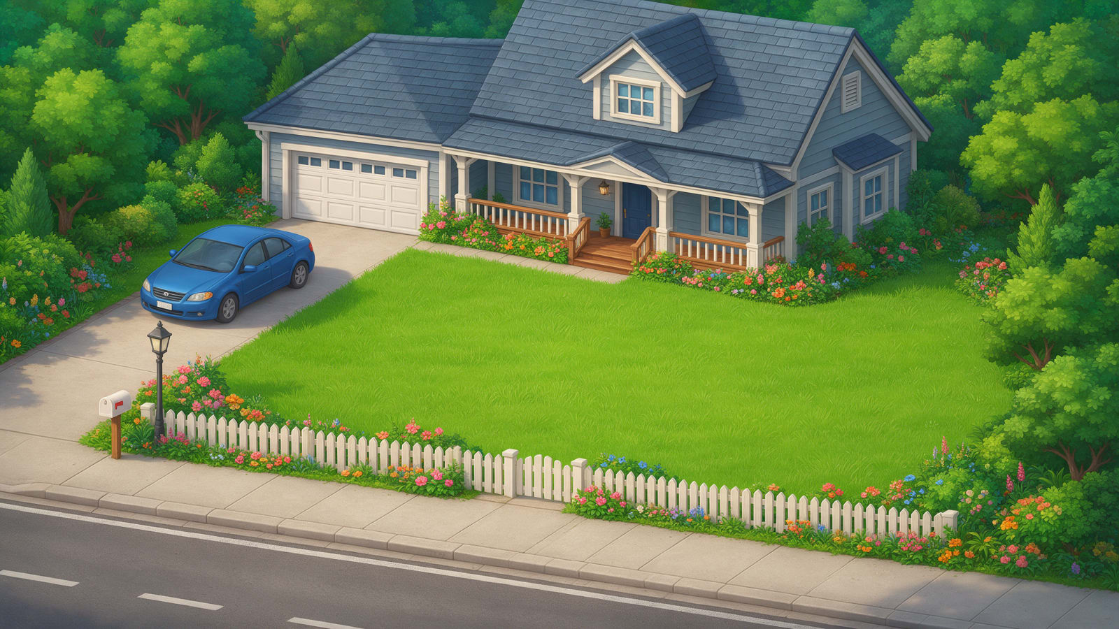 Suburban Property Backdrop - Mowing Tycoon Test