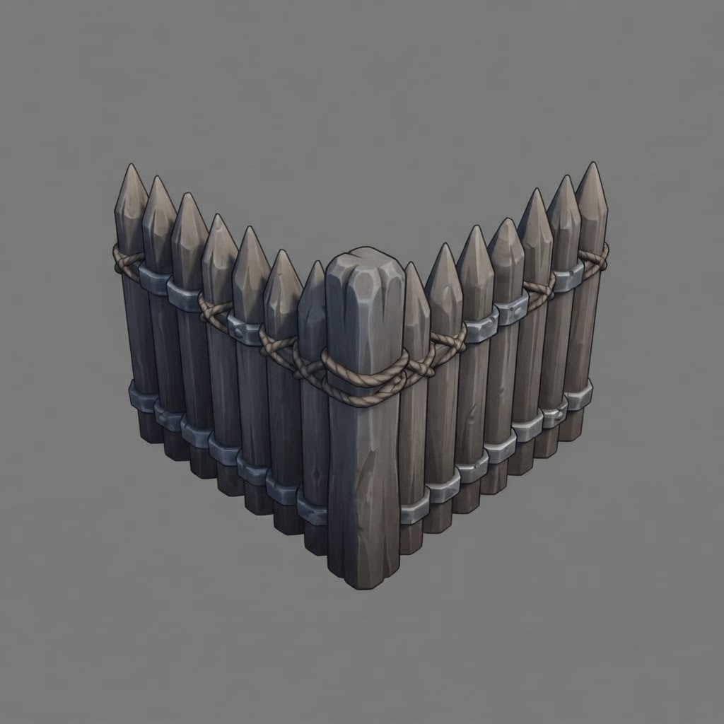 Image: A corner piece for a tall draugr palisade wall: tw