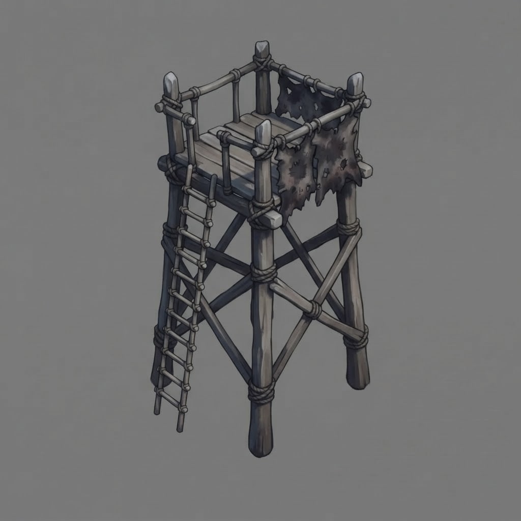 Image: A crude watch platform for a draugr war camp: four