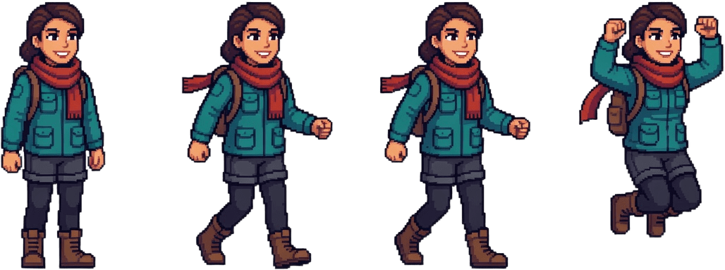Pixel Art Female Platformer Hero Sprite Sheet
