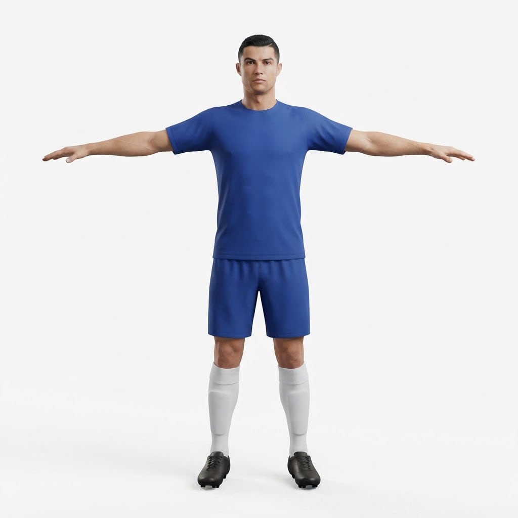 Image: A professional male football (soccer) player stand