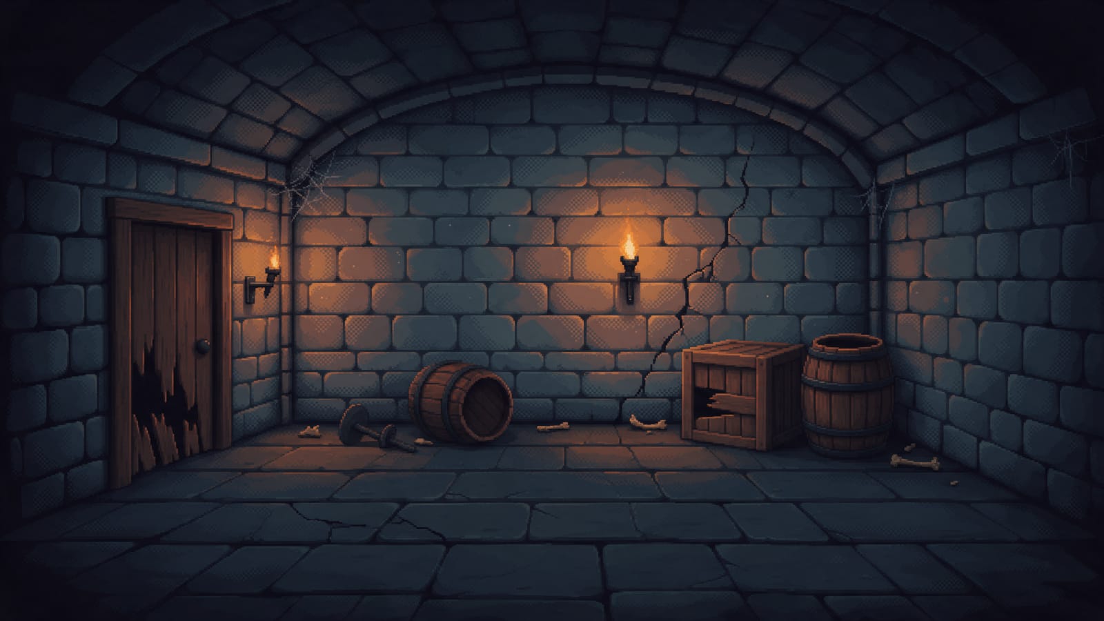 Dungeon Backdrop Floor 2 - Storage Cellar (pixel art)
