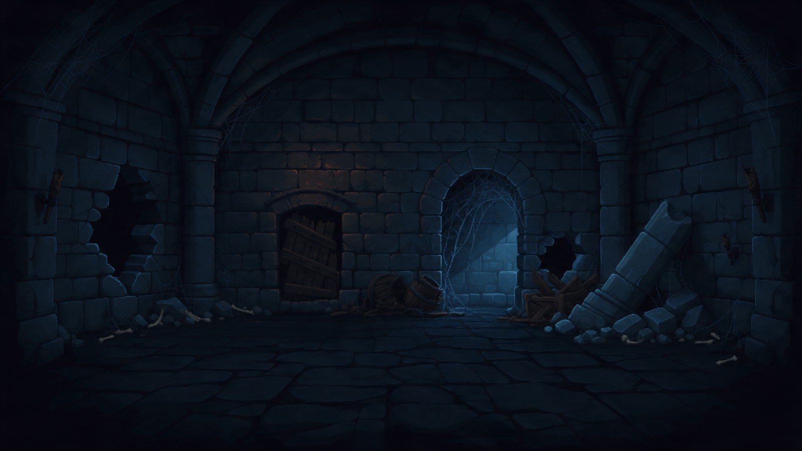 Dungeon Backdrop Floor 5 - Deep Crypt (pixel art)