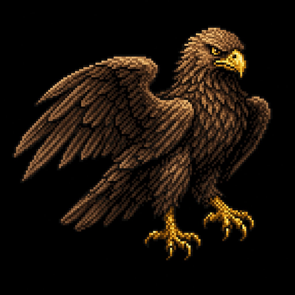 A golden eagle in side-profile, wings