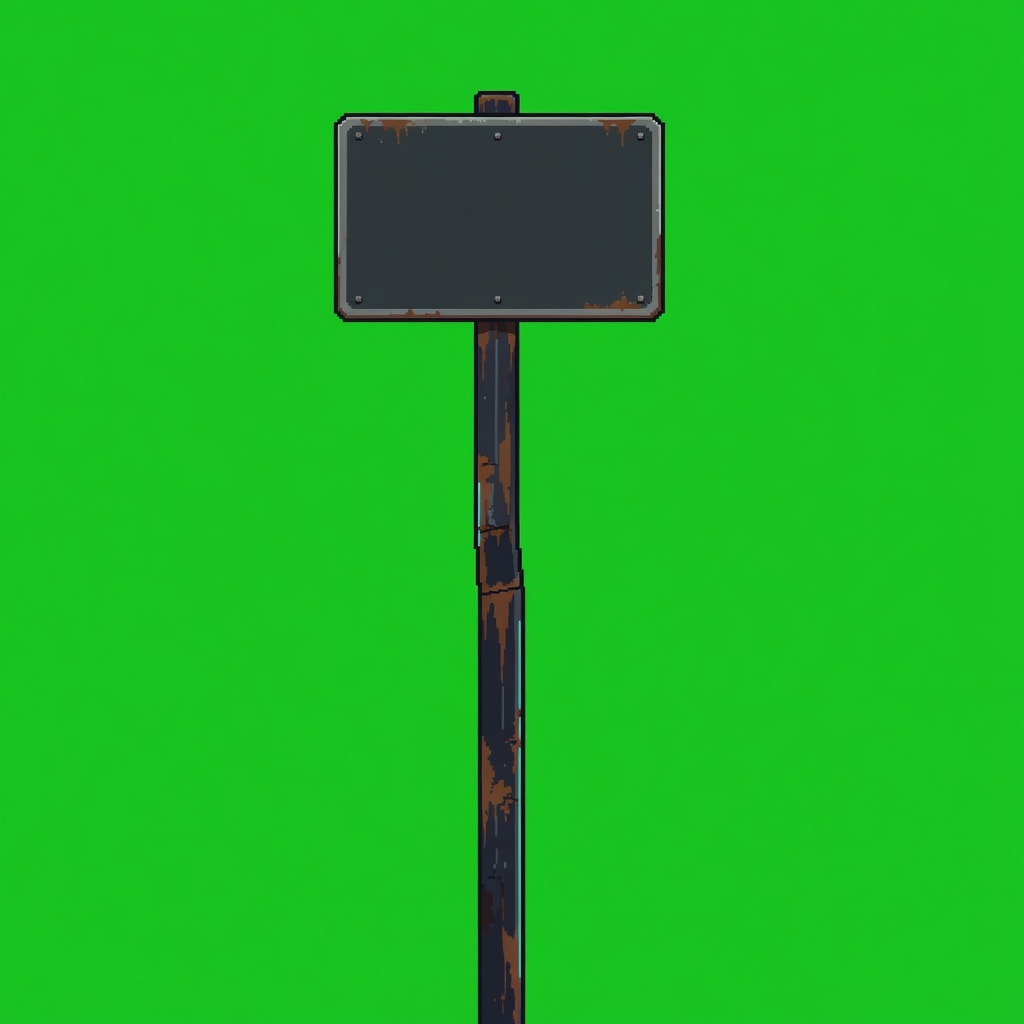 Blank Sign Post - Downtown Night (Pixel Art)