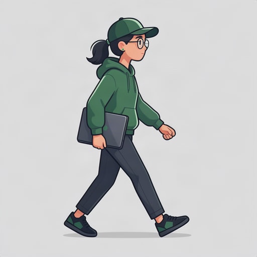 Green Hoodie Walking Character
