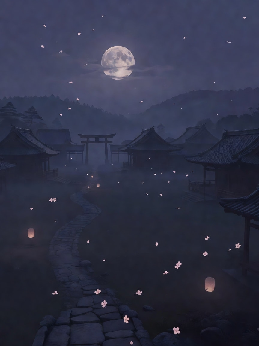 Danmaku Stage Backdrop - Shrine Night